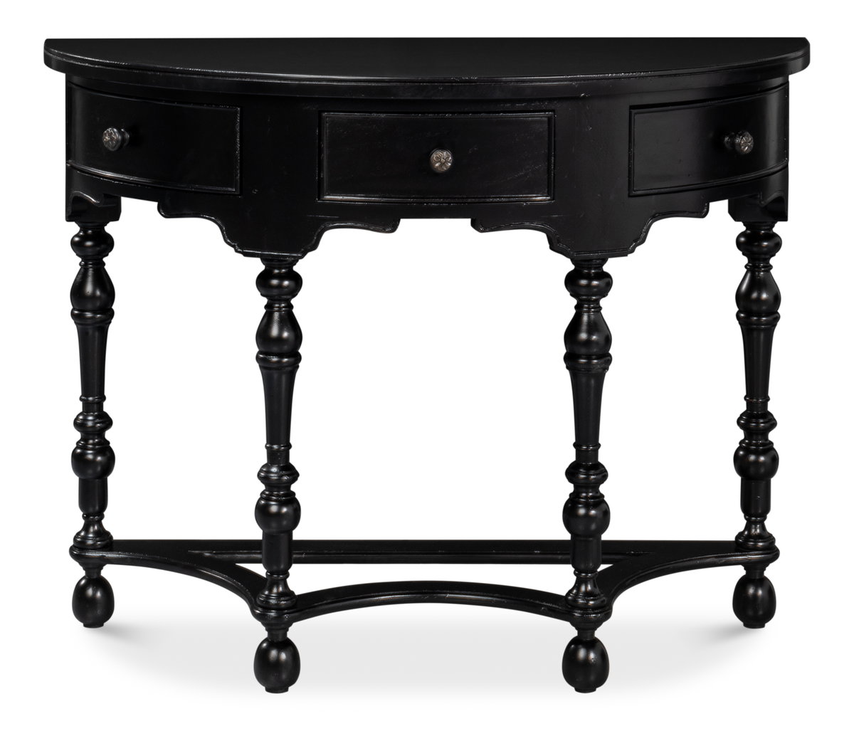 Abraham Half Round Console, by Sarreid, 1'3" length x 3'2" width x 8" height View 2