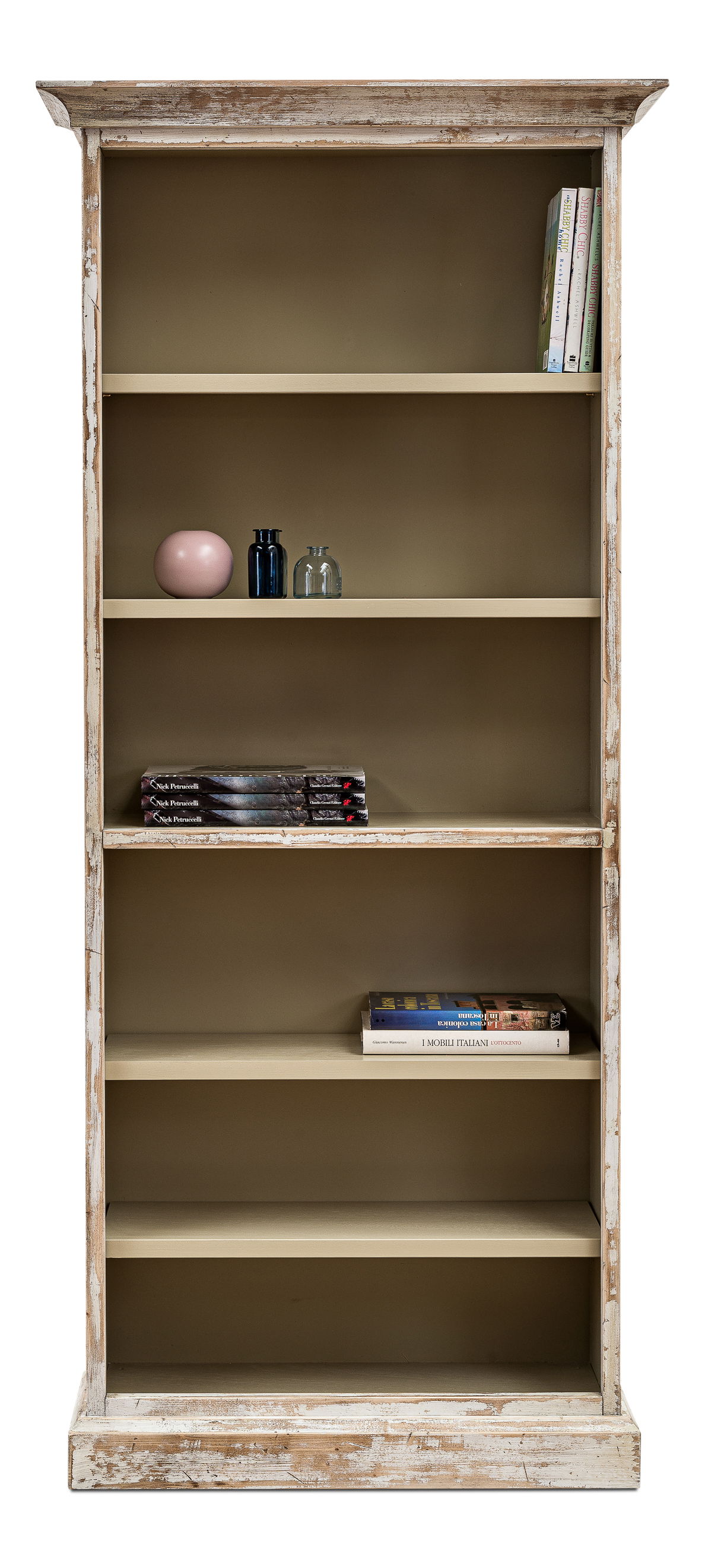 Open Shelf Bookcase, Disrupted White, Shelving & Bookcase by Sarreid, 35" length x 16" width x 78" height View 2