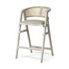 Tabitha 30.75' Seat Height Beige Fabric/Rattan Seat Blonde Wood Frame Bar Stool, Counter & Bar Stool by Mercana, 23.25" length x 24" width x 40.25" height thumbnail 1