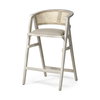 Tabitha Low Back 30.75in Seat Bar Stool | Beige Fabric with Blonde Wood, Counter & Bar Stool by Mercana, 23.25" length x 24" width x 40.25" height thumbnail 1