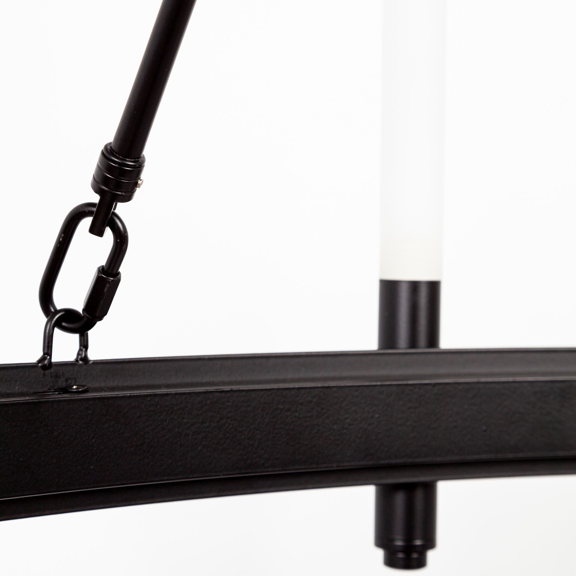 Decamp I (47.2'x36.2') Black Metal Chassis Glass Tube Twelve Light Chandelier, by Mercana, 47.24" length x 47.24" width x 36.22" height View 8