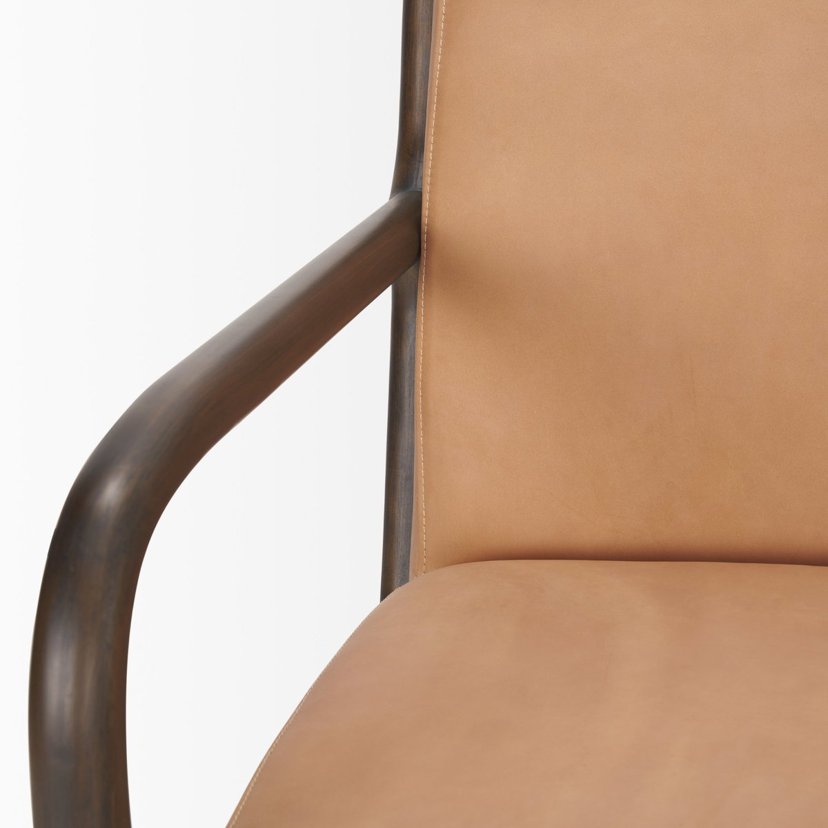 Cashel Accent Chair with Dark Brown Wood and Tan Genuine Leather, by Mercana, 32" length x 26" width x 29.5" height View 10