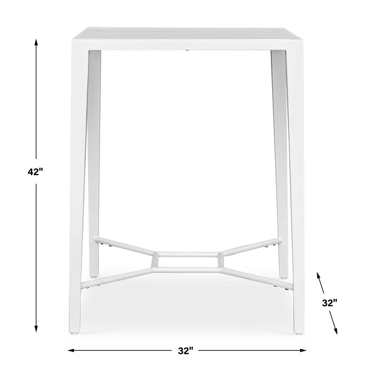 Montellano White Outdoor Bar Table, Furniture by Uttermost, 32" width x 42.25" height x 32" depth View 3