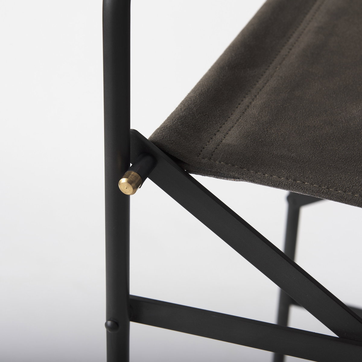 Direttore Backless 44.3in Seat Bar Stool | Brown/Gray Suede with Metal, Counter & Bar Stool by Mercana, 19.3" length x 20" width x 44.25" height View 8