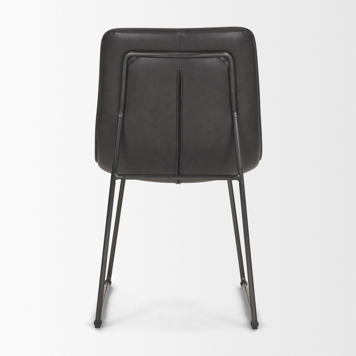 Thornton Solid Back Dining Side Chair | Faux Leather with Iron, Dining Chair by Mercana, 17.72" length x 24.8" width x 31.5" height View 7