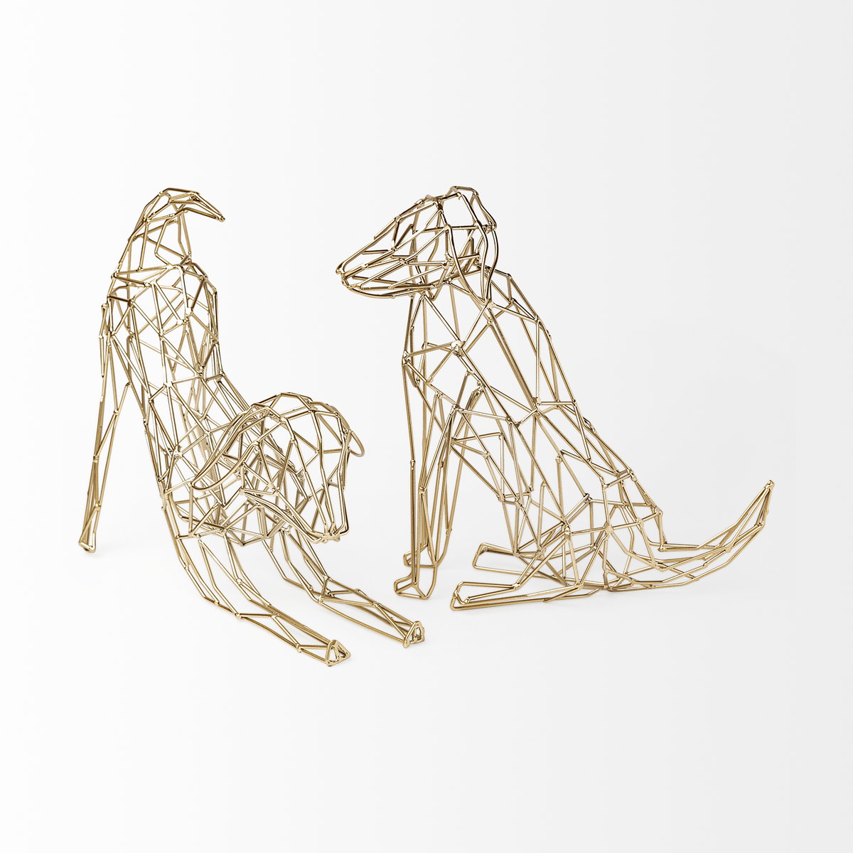 Frankie II 13L x 6W Gold Wire Framed Dog Shaped Decor, Decorative Object by Mercana, 13.39" length x 5.91" width x 12.2" height View 5