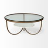 Reinhardt 36' Round Glass Top Marble Shelf Gold Metal Base Coffee Table thumbnail 3