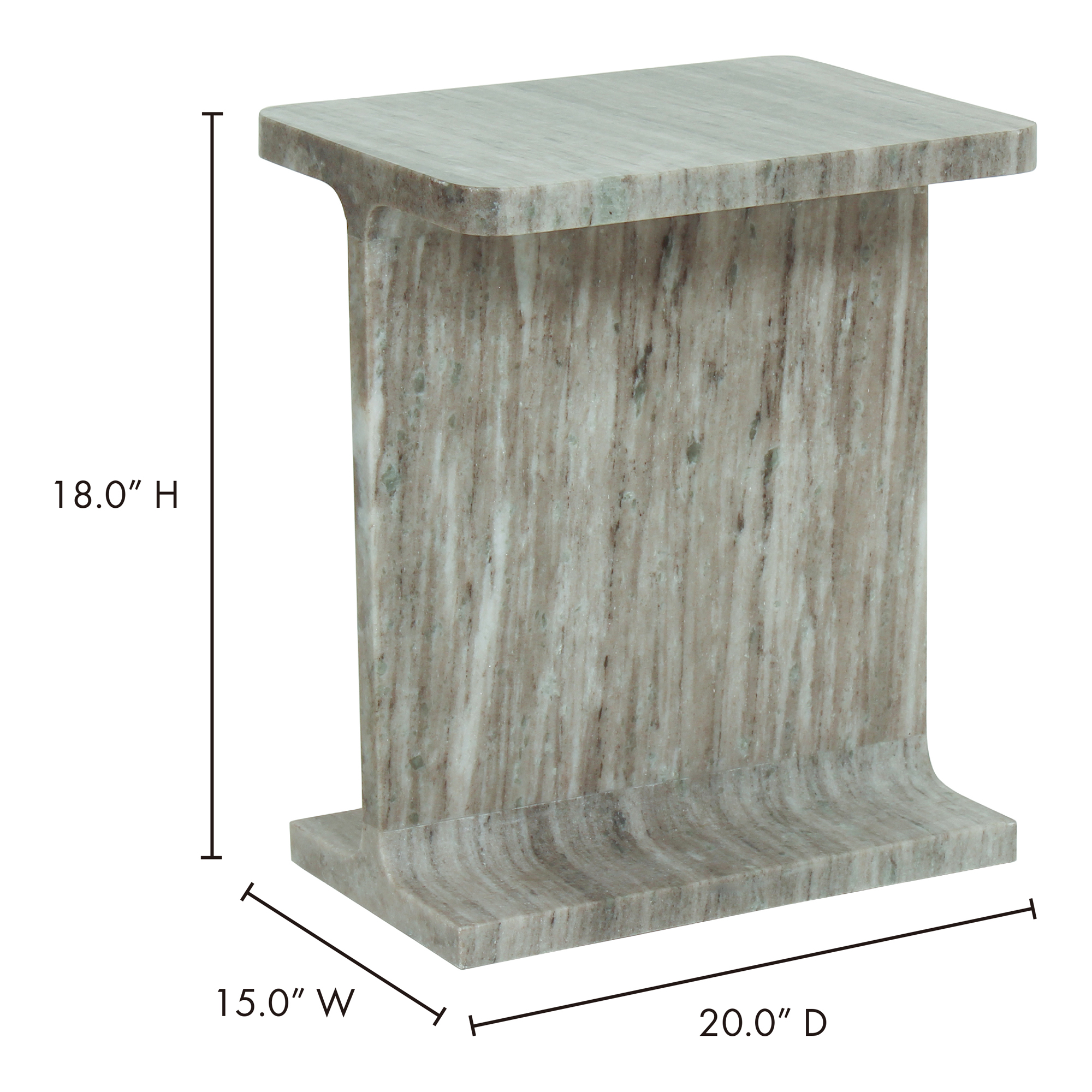 Tullia Accent Table Taupe, Side & End Table by Moe's Home, 15" width x 18" height x 12" depth View 10