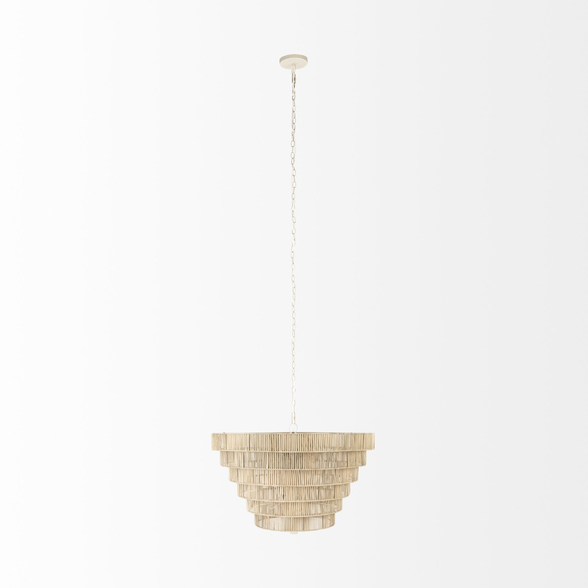 Marimba 40 L x 40 W x 24 H Natural Cane 6 Tier Chandelier, by Mercana, 40" length x 40" width x 24" height View 4