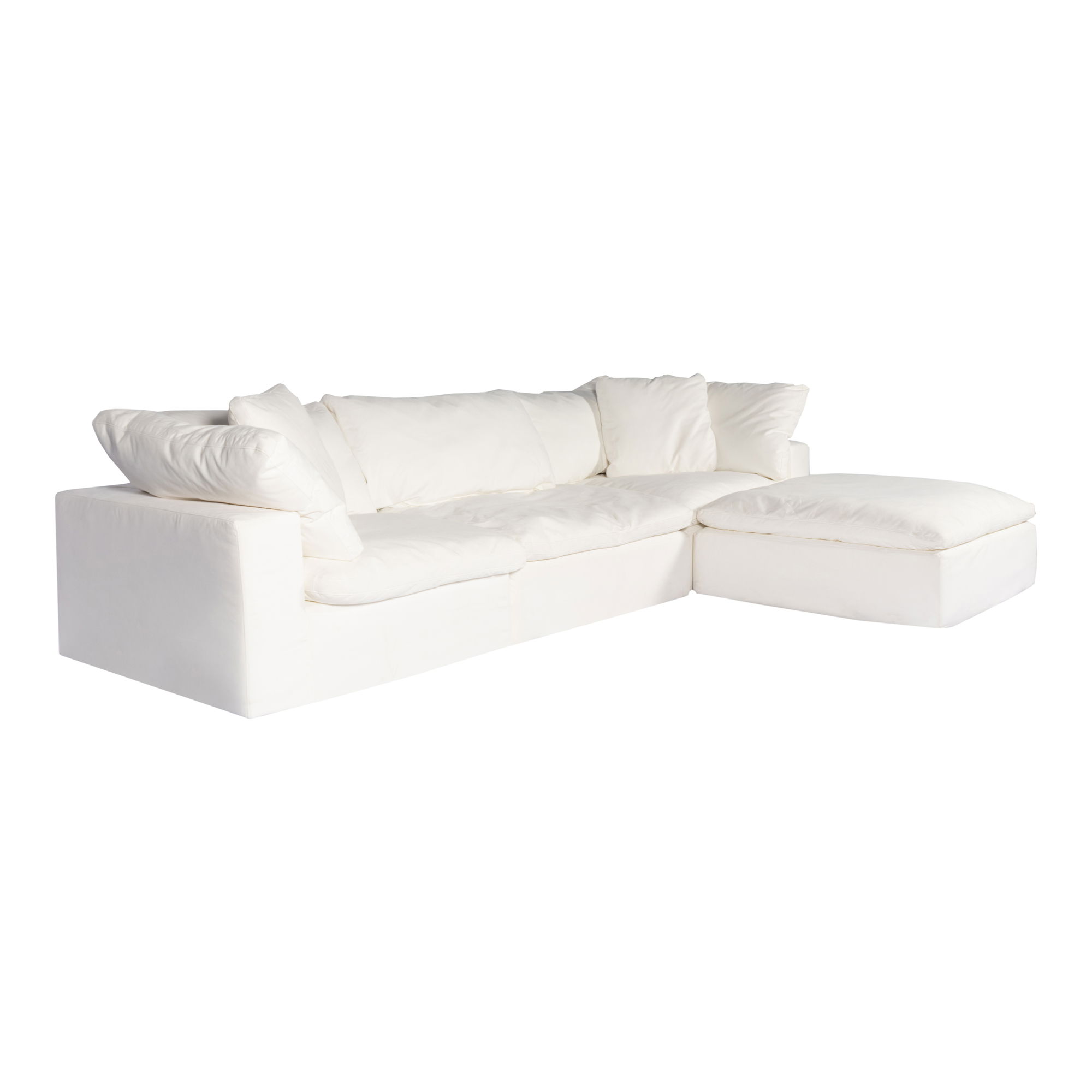 Clay Lounge Modular Sectional Cream White, Sectional Sofa by Moe's Home, 133.5" width x 32.5" height x 89" depth View 2