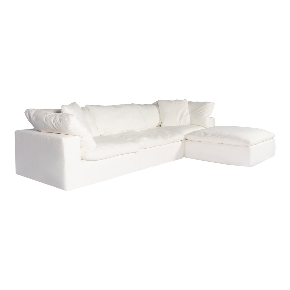 Clay Lounge Modular Sectional Cream White, Sectional Sofa by Moe's Home, 133.5" width x 32.5" height x 89" depth View 2