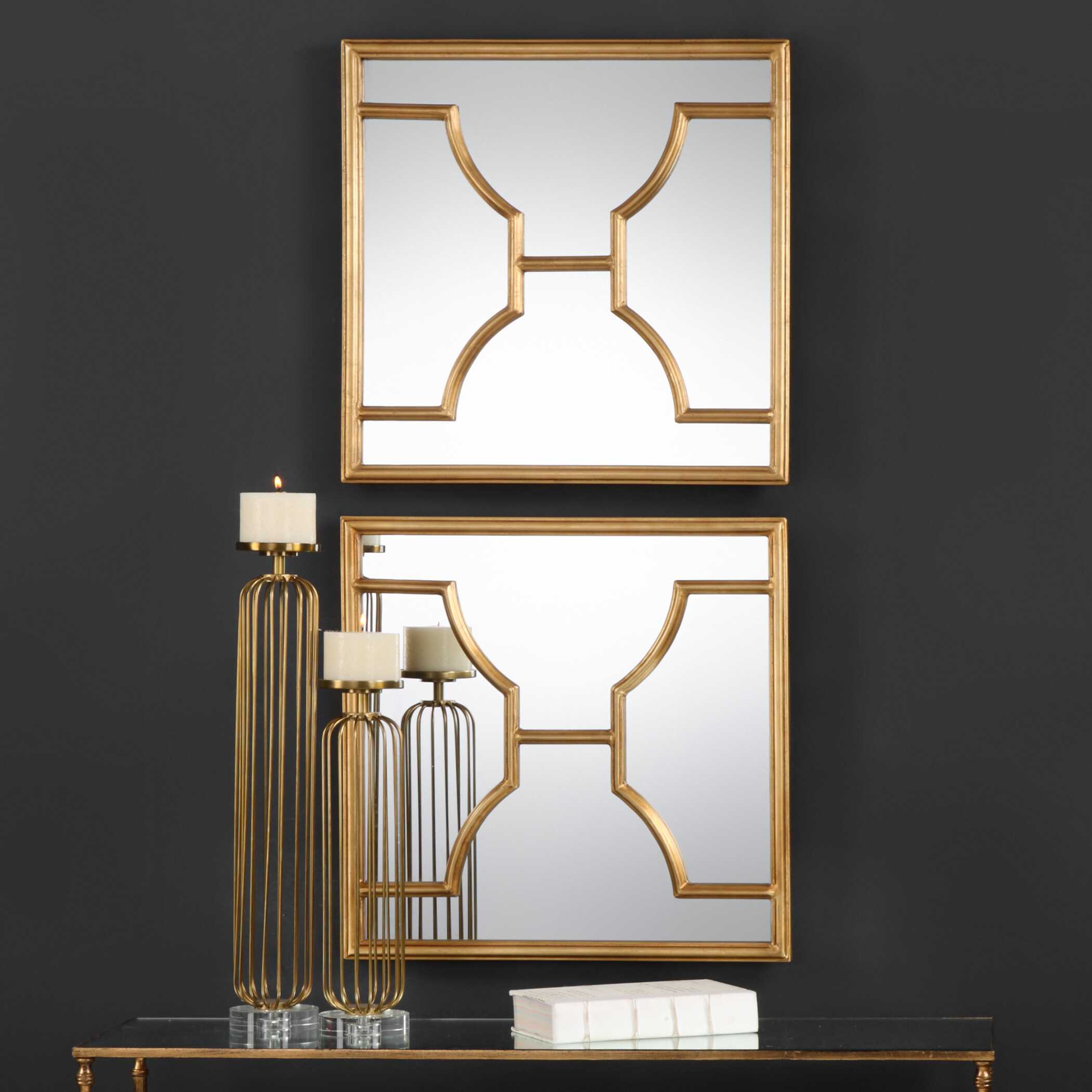 Misa Gold Square Mirrors Set/2, by Uttermost, 24" width x 24" height x 1.12" depth View 4