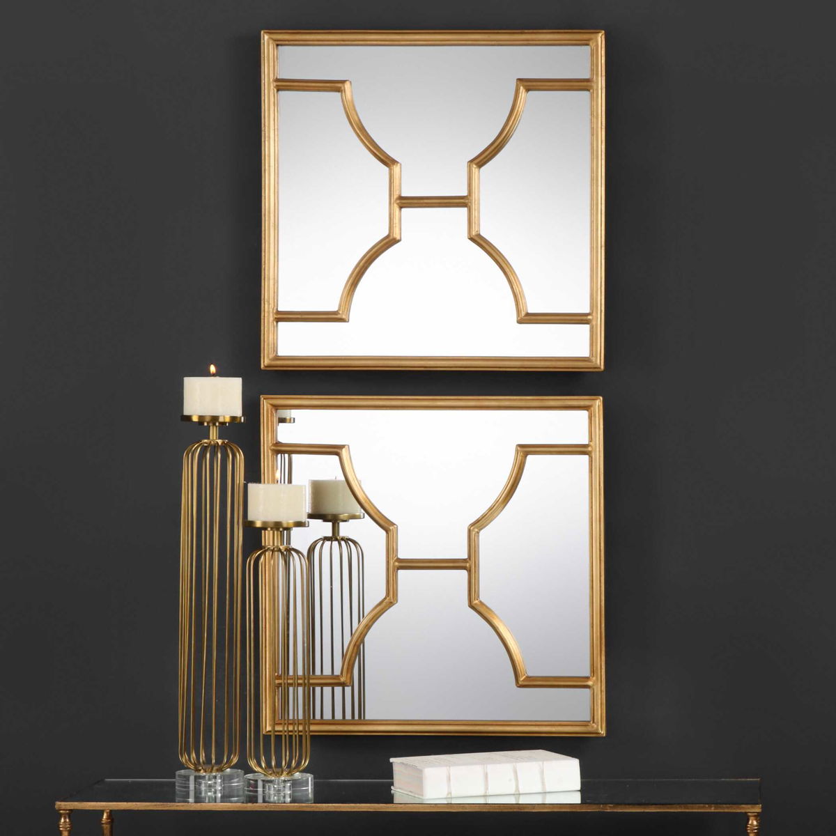 Misa Gold Square Mirrors Set/2, by Uttermost, 24" width x 24" height x 1.12" depth View 4