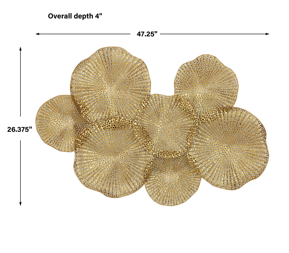 Ripley Gold Metal Wall Art, by Uttermost, 47" width x 31" height x 3" depth View 3