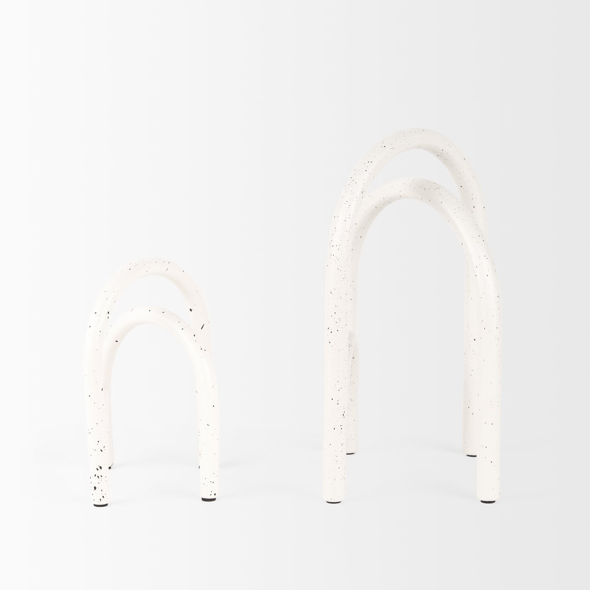 Springe White & Gray Speckled Arch Decorative Object (Set of 2), by Mercana, 4.53" length x 3.35" width x 6.5" height View 4
