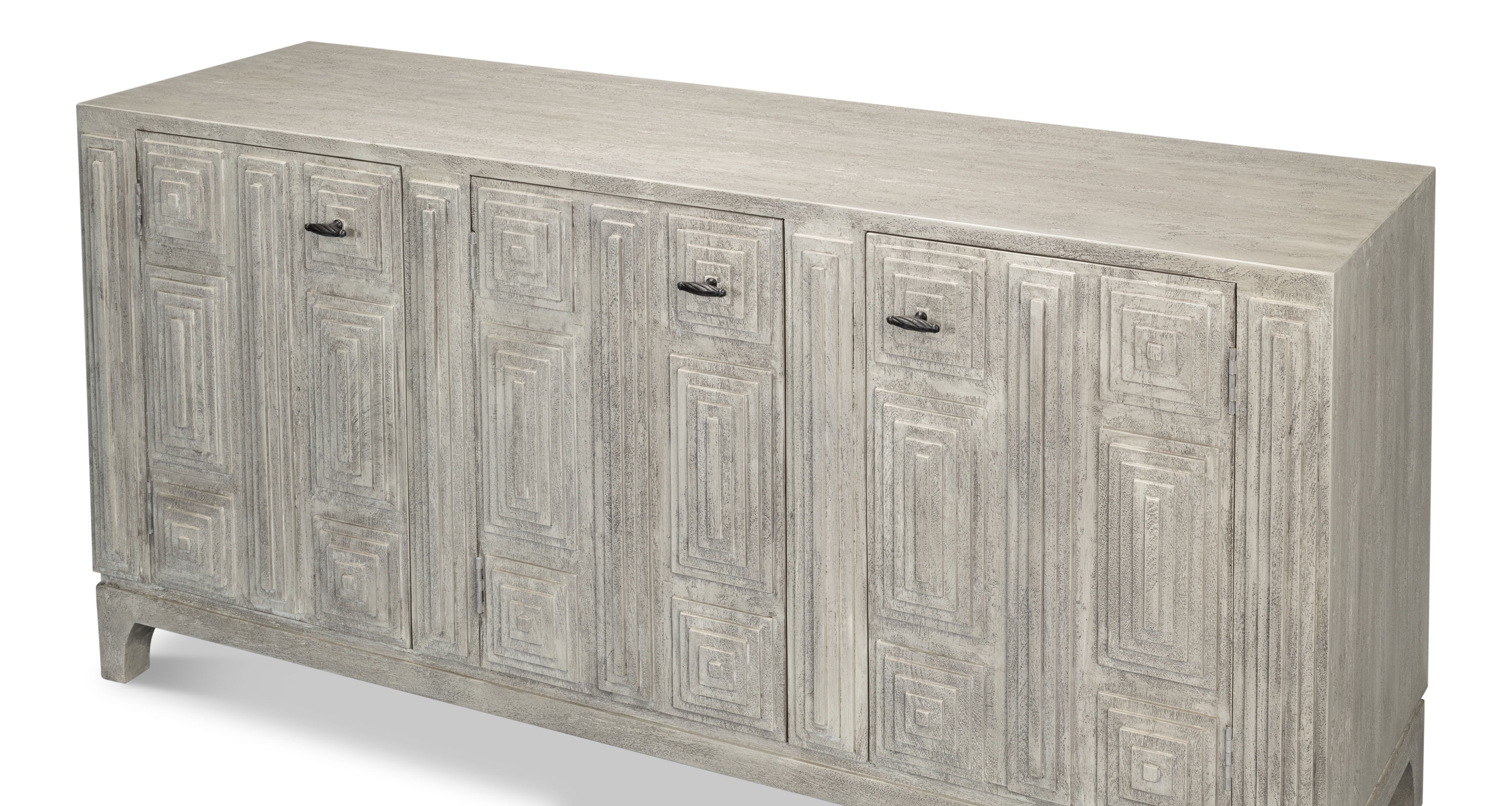 Rafina Three Door Sideboard, Cabinets & Sideboard by Sarreid, 74" length x 18" width x 34" height View 10