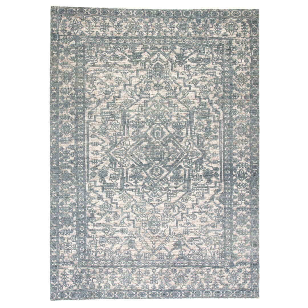 Germaine Medallion Hand-Knotted Blue/Ivory Area Rug large image 