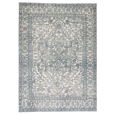 Germaine Medallion Hand-Knotted Blue/Ivory Area Rug