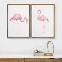 Online Designer Bedroom Animals " Watercolor Pink Flamingo Duo Animals Wilderness Wall Pictures Modern Art Tropical Portrait " 2 - Pieces
