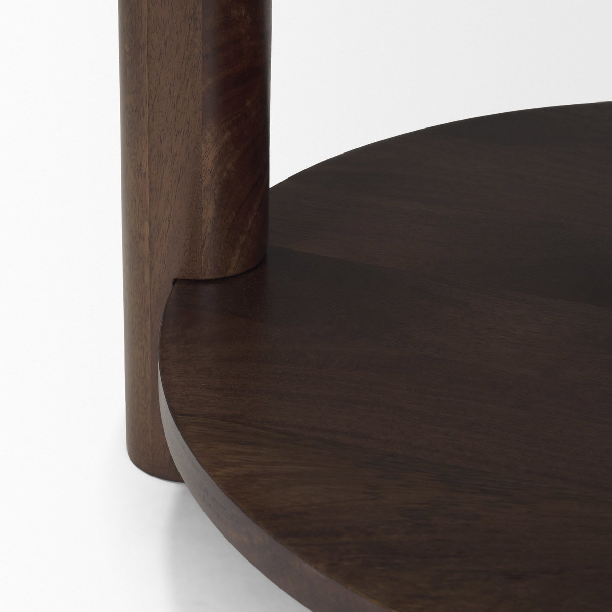 Jovia Brown Mango Wood with Cappuccino Marble Round Side Table, Side & End Table by Mercana, 24" length x 24" width x 26" height View 10