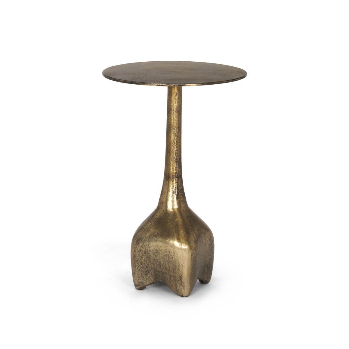 Risha Small Gold Metal Accent Table, Side & End Table by Mercana, 12.75" length x 12.75" width x 20.25" height View 1