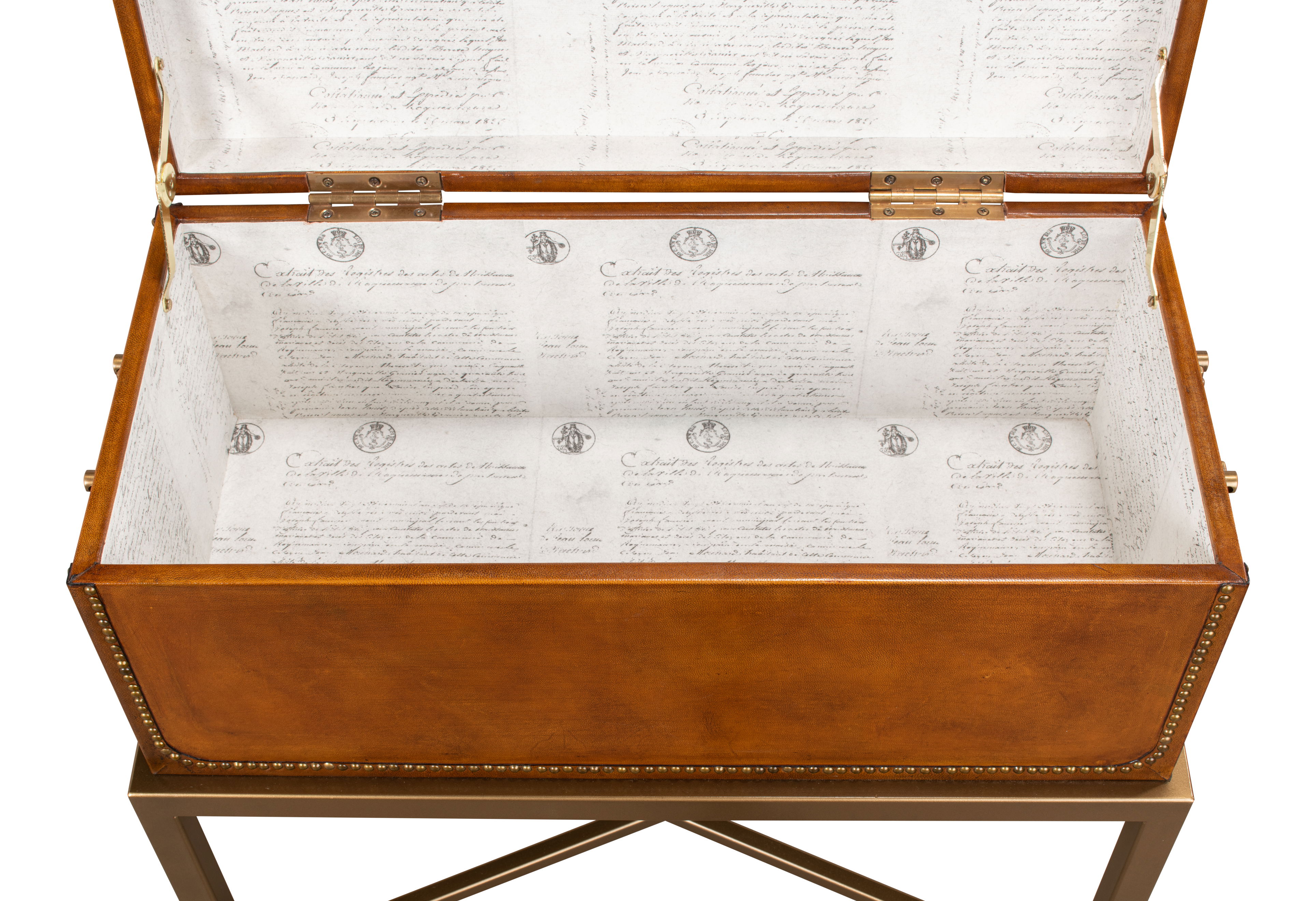 Remington Leather Box On Stand, Side & End Table by Sarreid, 24" length x 12" width x 24" height View 6