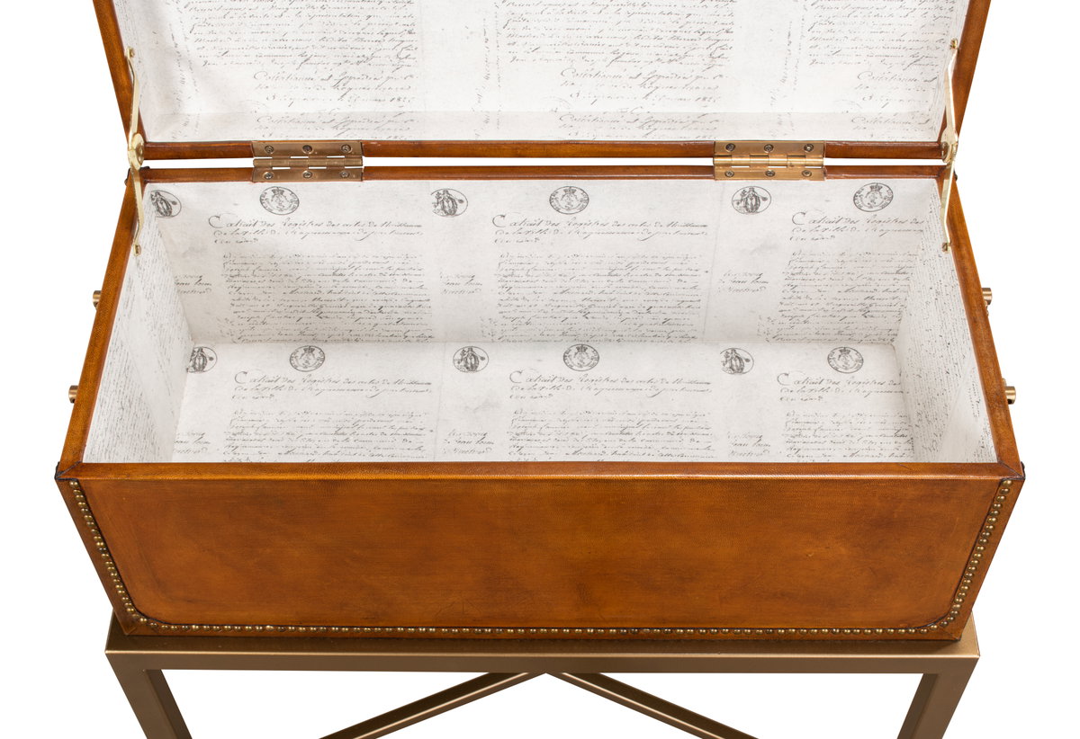 Remington Leather Box On Stand, by Sarreid, 1' length x 2' width x 2' height View 6