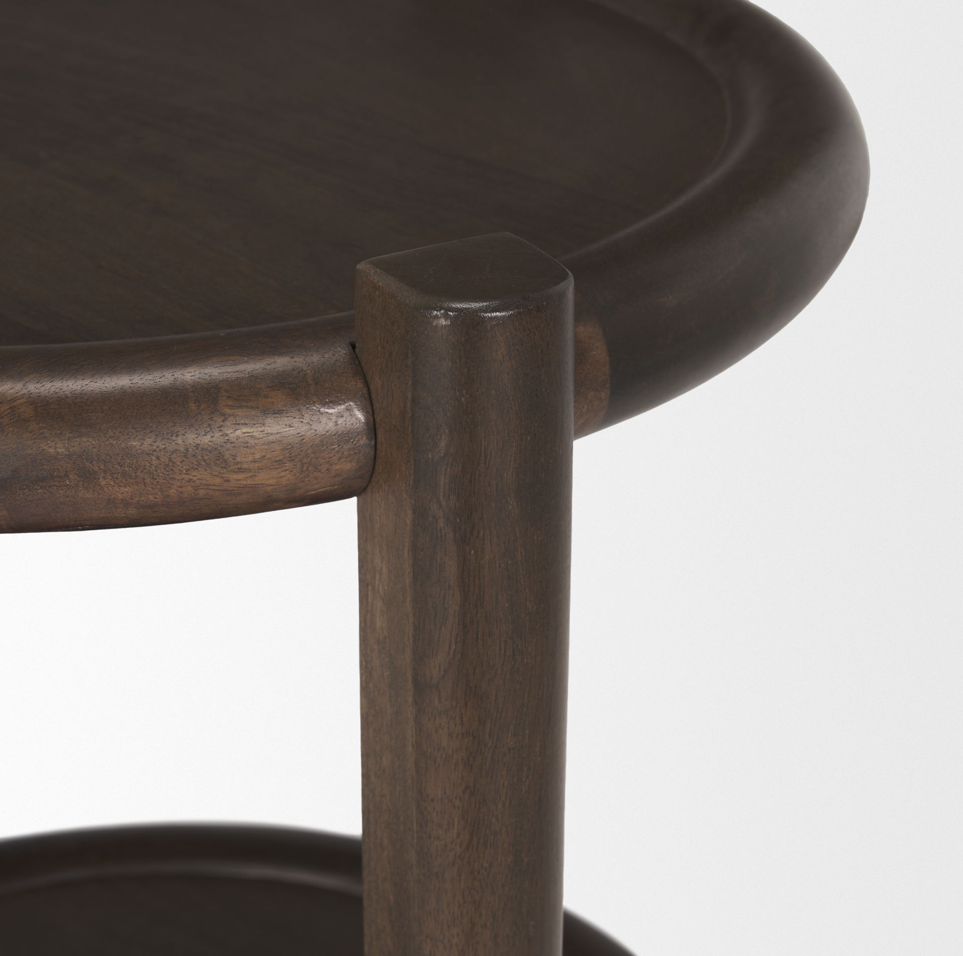 Romi Dark Brown Wood with Bottom Shelf Round Accent Table large image 