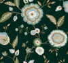 Dahlia Blooms Green & Blue Metallic Wallpaper thumbnail 0