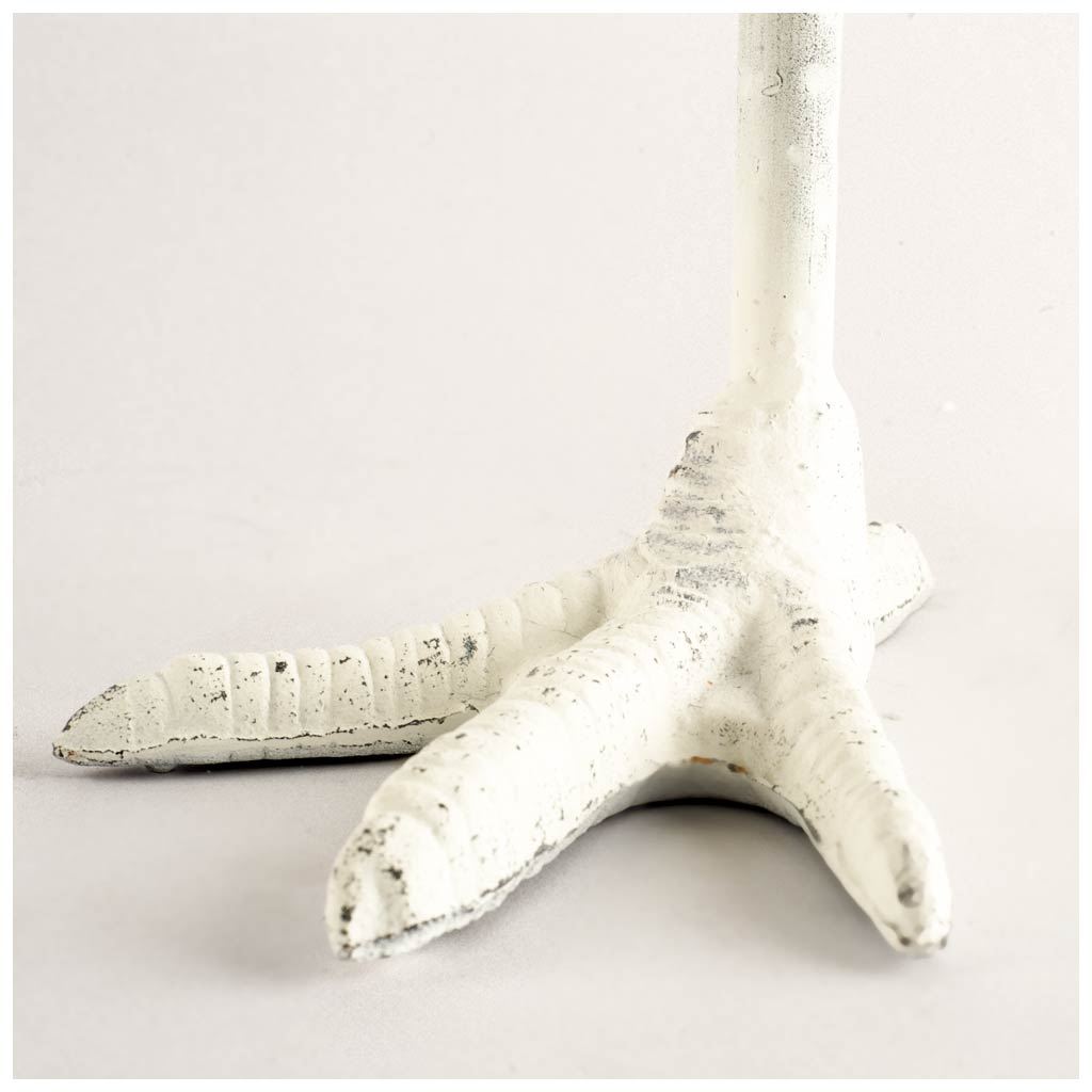 Daffy II Tall White Cast Iron Chicken Foot Table Candle Holder large image 