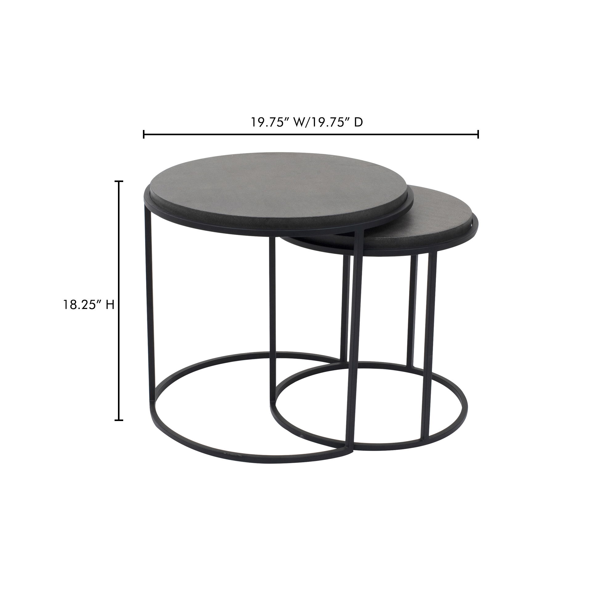 Roost Nesting Tables Black Set Of 2, Side & End Table by Moe's Home, 19.75" width x 18.25" height x 19.75" depth View 9