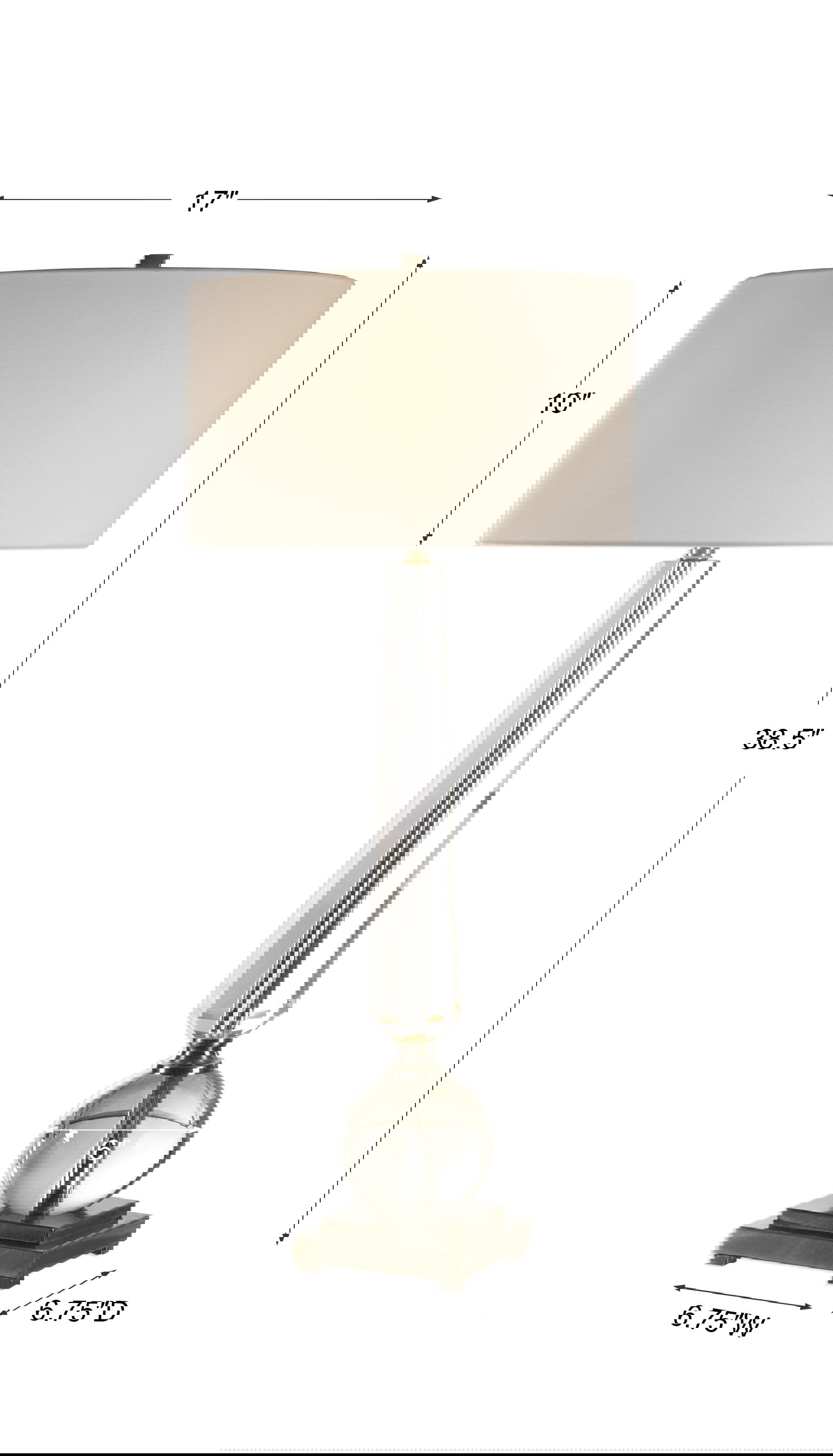 Crista Crystal Lamp, by Uttermost, 17" width x 38.5" height x 17" depth View 3