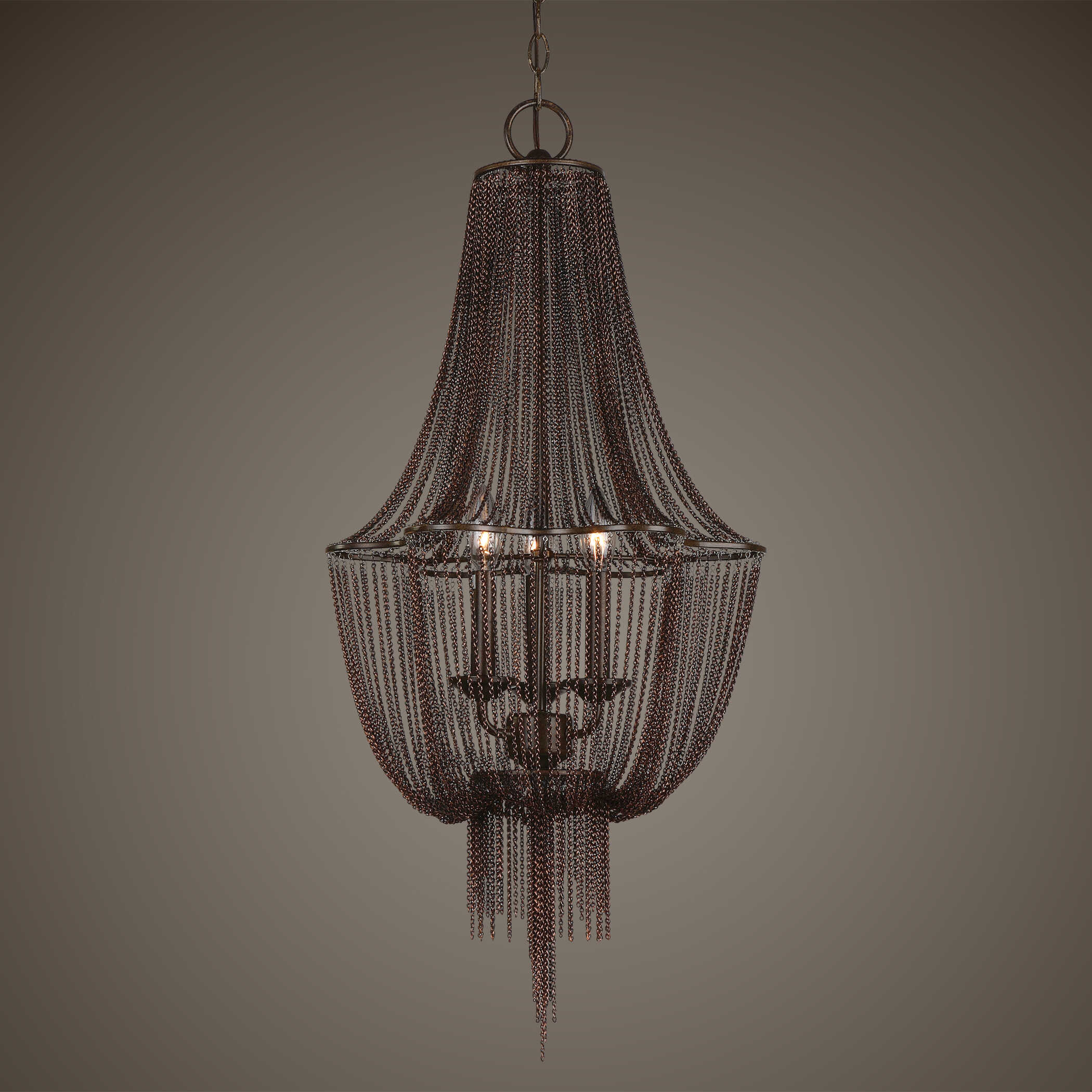 Lezzeno 3 Chandelier, Ceiling Light by Uttermost, 33" height x 15.25" diameter View 2