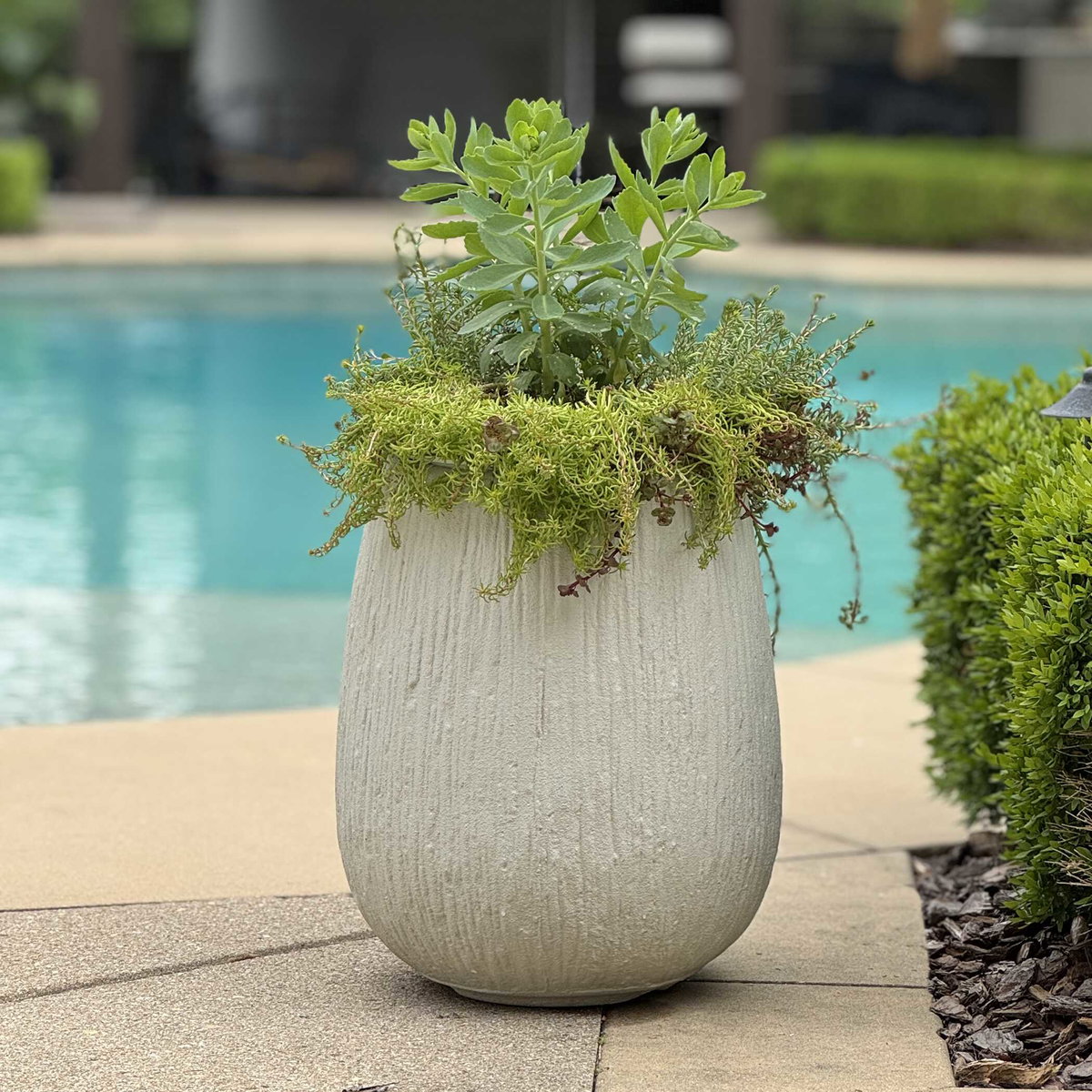 Rustic Ridge Off-White Outdoor Planter, by Uttermost, 13.5" width x 16.37" height x 13.5" depth View 2