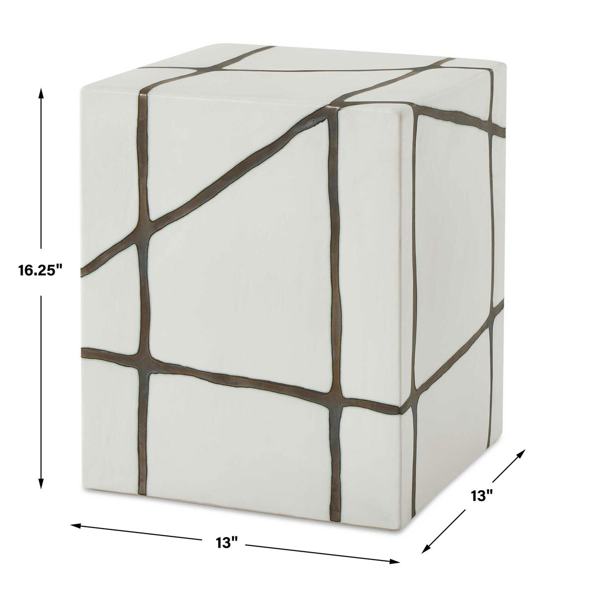 Rocklyn White Cube Garden Stool, Side & End Table by Uttermost, 13" width x 16.25" height x 13" depth View 3