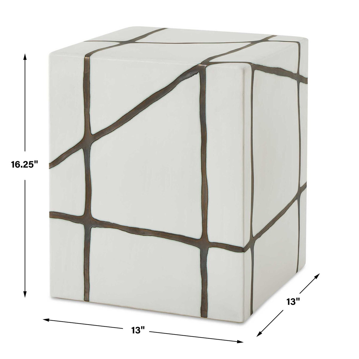 Rocklyn White Cube Garden Stool, Side & End Table by Uttermost, 13" width x 16.25" height x 13" depth View 3