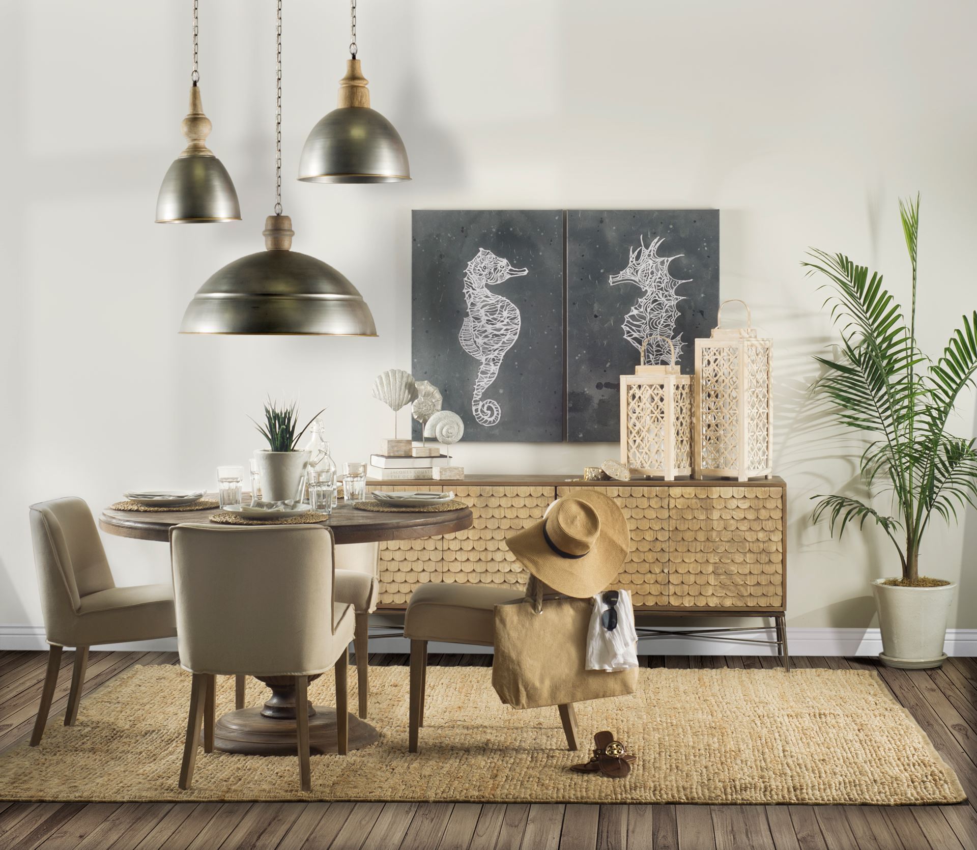 Swordfish 72L x 19W  x 30.25H Two-Tone Brown Wood Cabinet Silver Metal Base 4 Cabinet Door Sideboard, Sideboards & Buffet by Mercana, 72" length x 19" width x 30.12" height View 2