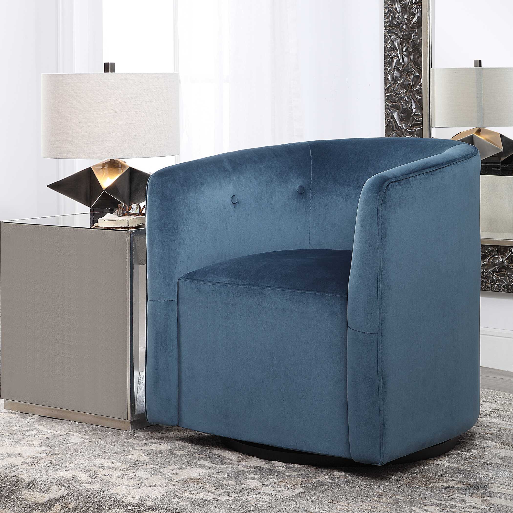 Mallorie Blue Swivel Chair large image 