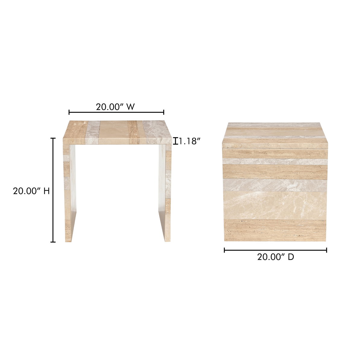 Rosa Accent Table Mixed Marble, Side & End Table by Moe's Home, 20" width x 20" height x 20" depth View 11