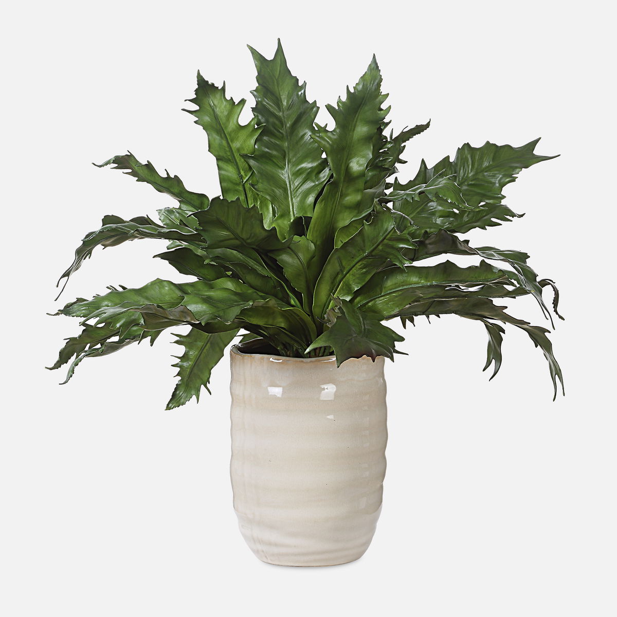Verdure Fern In Glazed Pot, Artificial Plants & Flower by Uttermost, 18.75" width x 16.25" height x 18.75" depth View 1