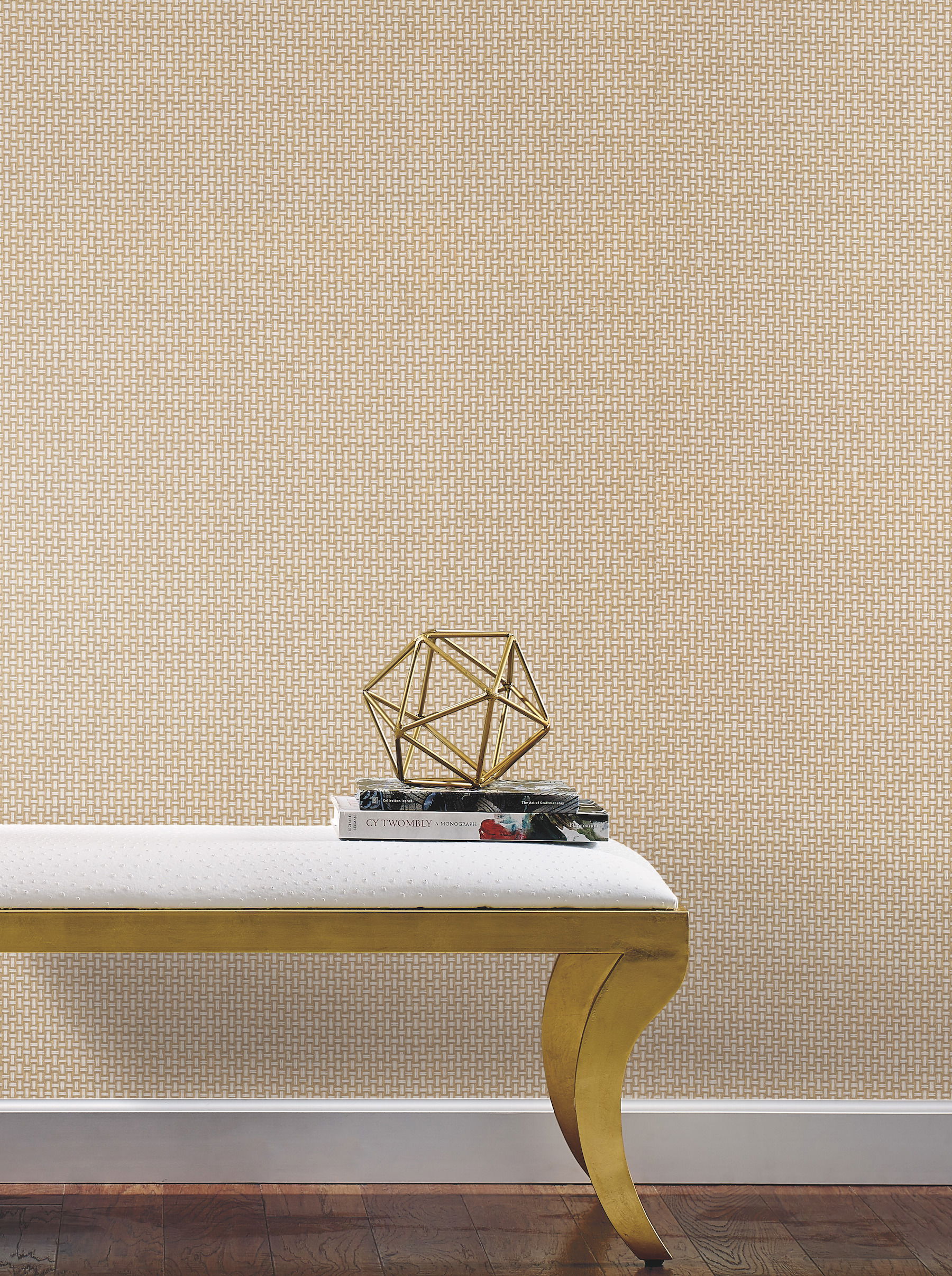 Cottage Basket Gold Metallic Wallpaper, by York Wall, 24' length x 3' width x 0.02" depth View 2