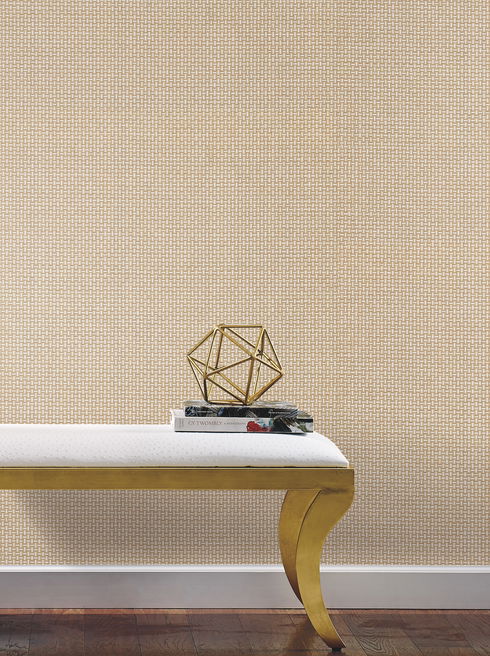 Cottage Basket Gold Metallic Wallpaper