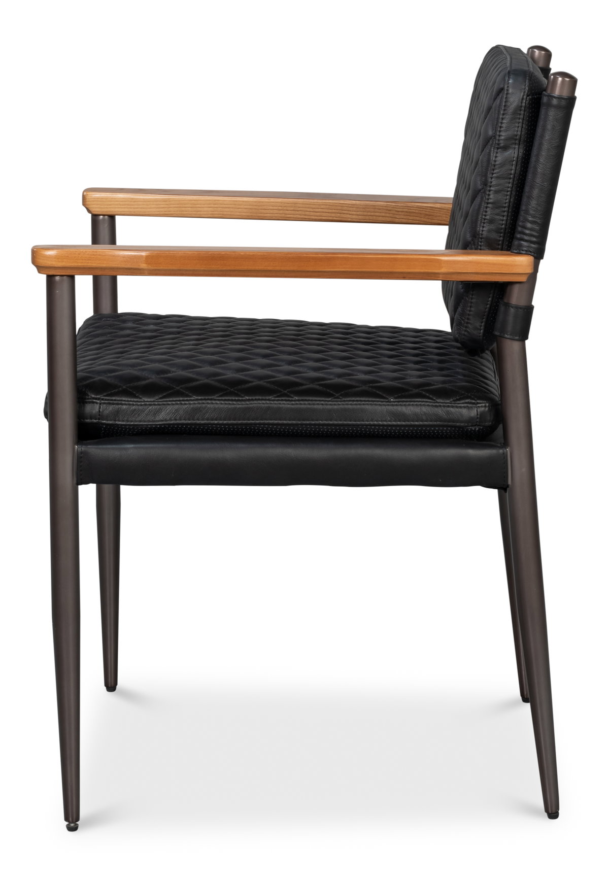 The Harley Chair  Onyx Black Leather, by Sarreid, 1'11" length x 1'11" width x 2'9" height View 9