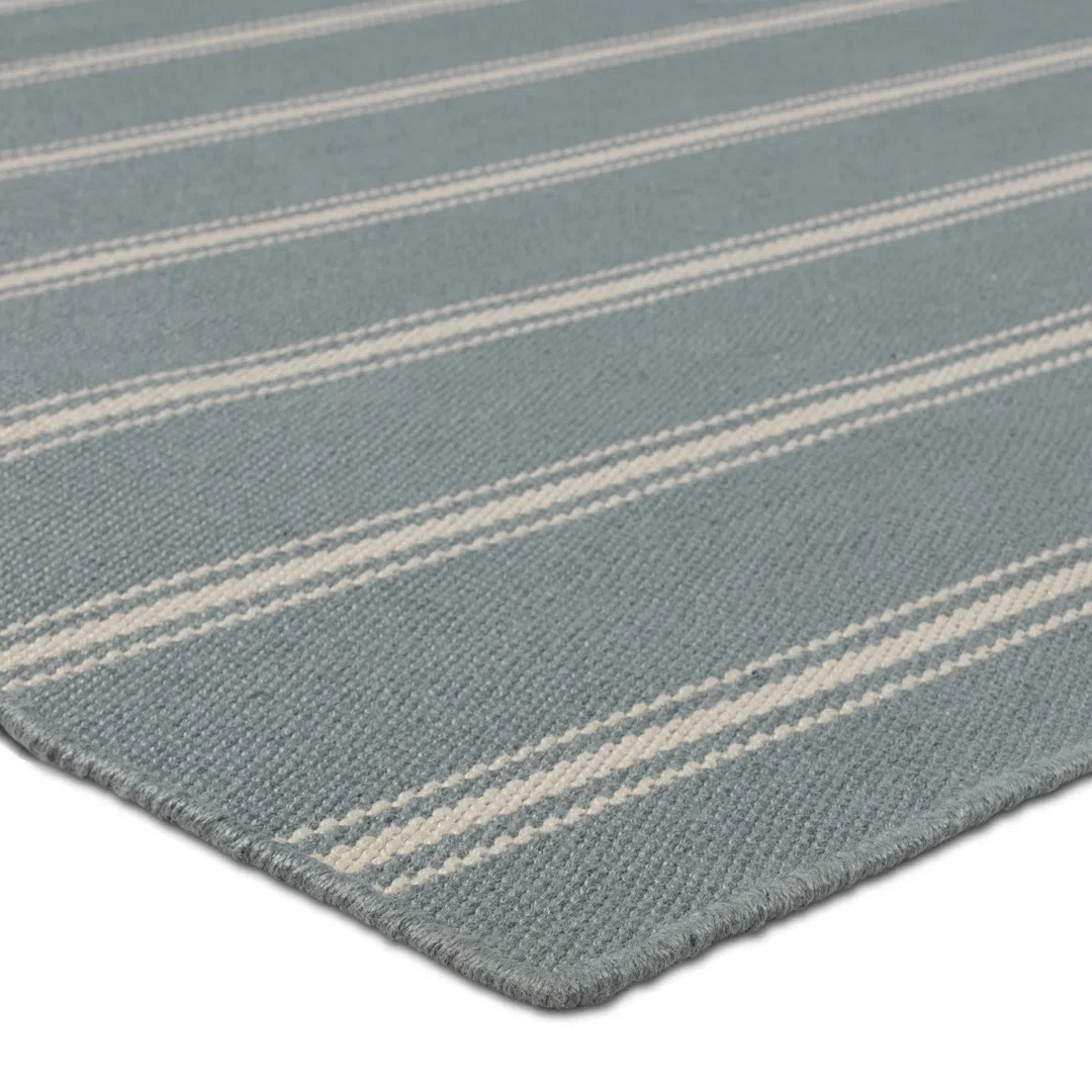 Memento Handmade Indoor/Outdoor Striped Slate/ Ivory, Rug by Jaipur Living, 8' width x 10' height x 0.25" depth View 1