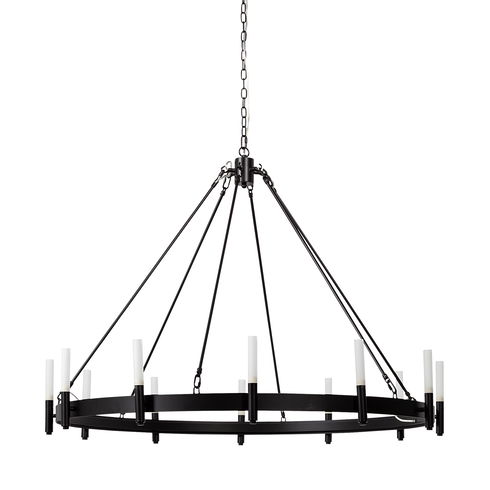 Decamp I (47.2"x36.2") Black Metal Chassis Glass Tube Twelve Light Chandelier