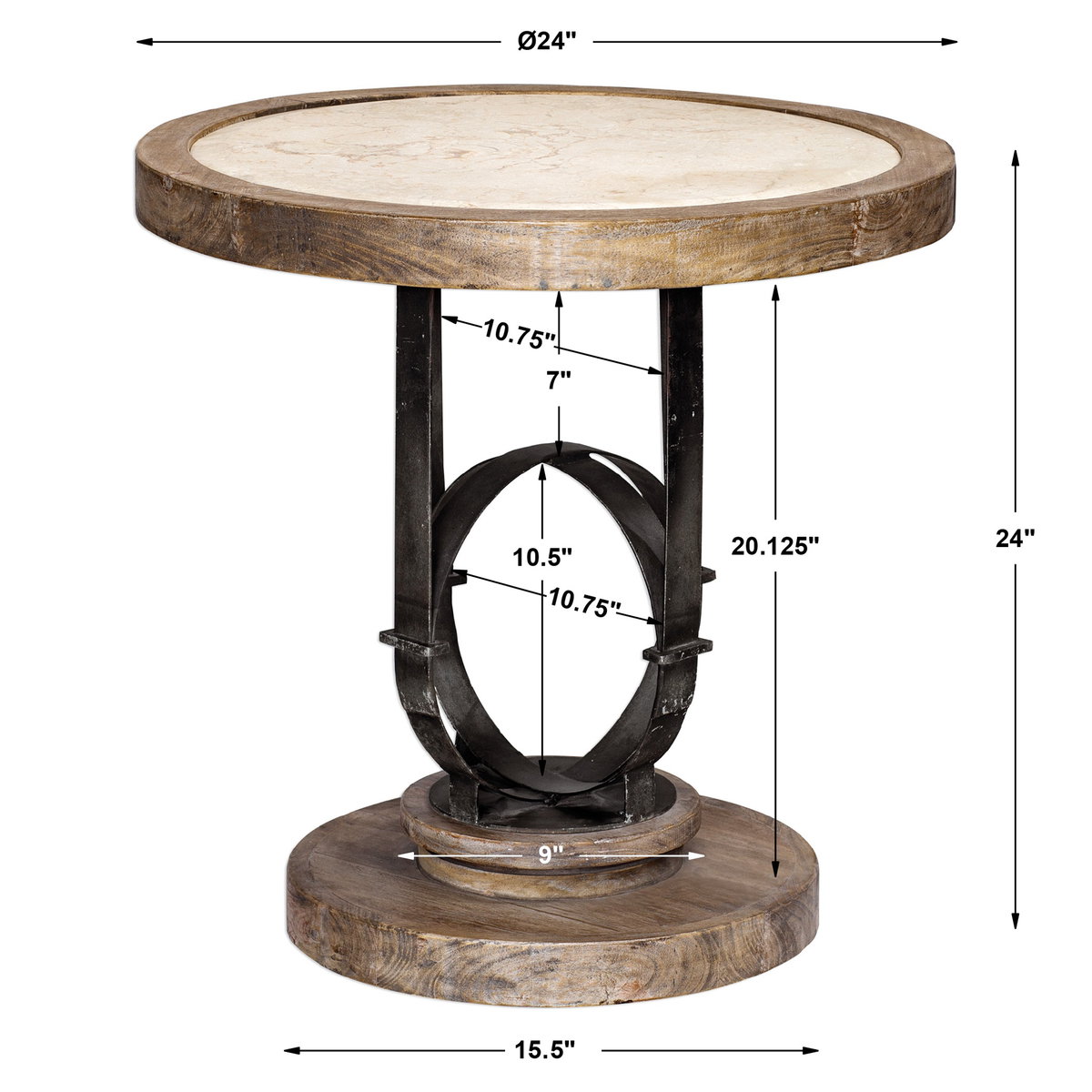 Sydney Light Oak Side Table, Side & End Table by Uttermost, 24" width x 24" height x 24" depth View 3