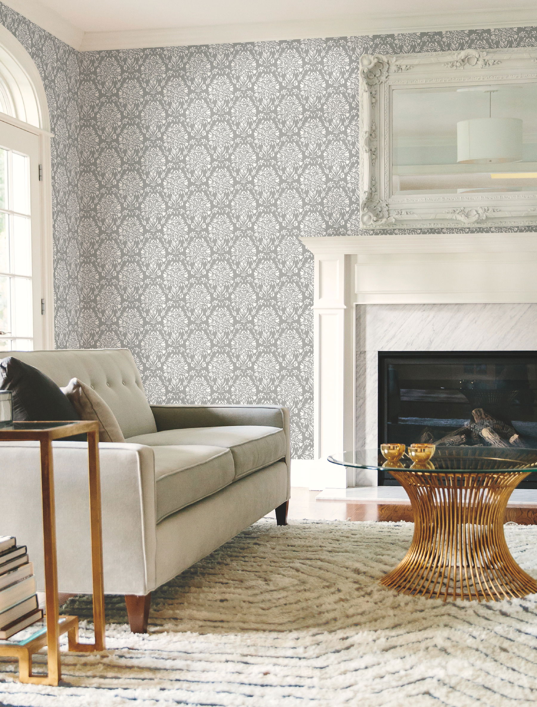 Block Print Damask Dark Grey Wallpaper Block Print Damask Dark Grey Wallpaper large image