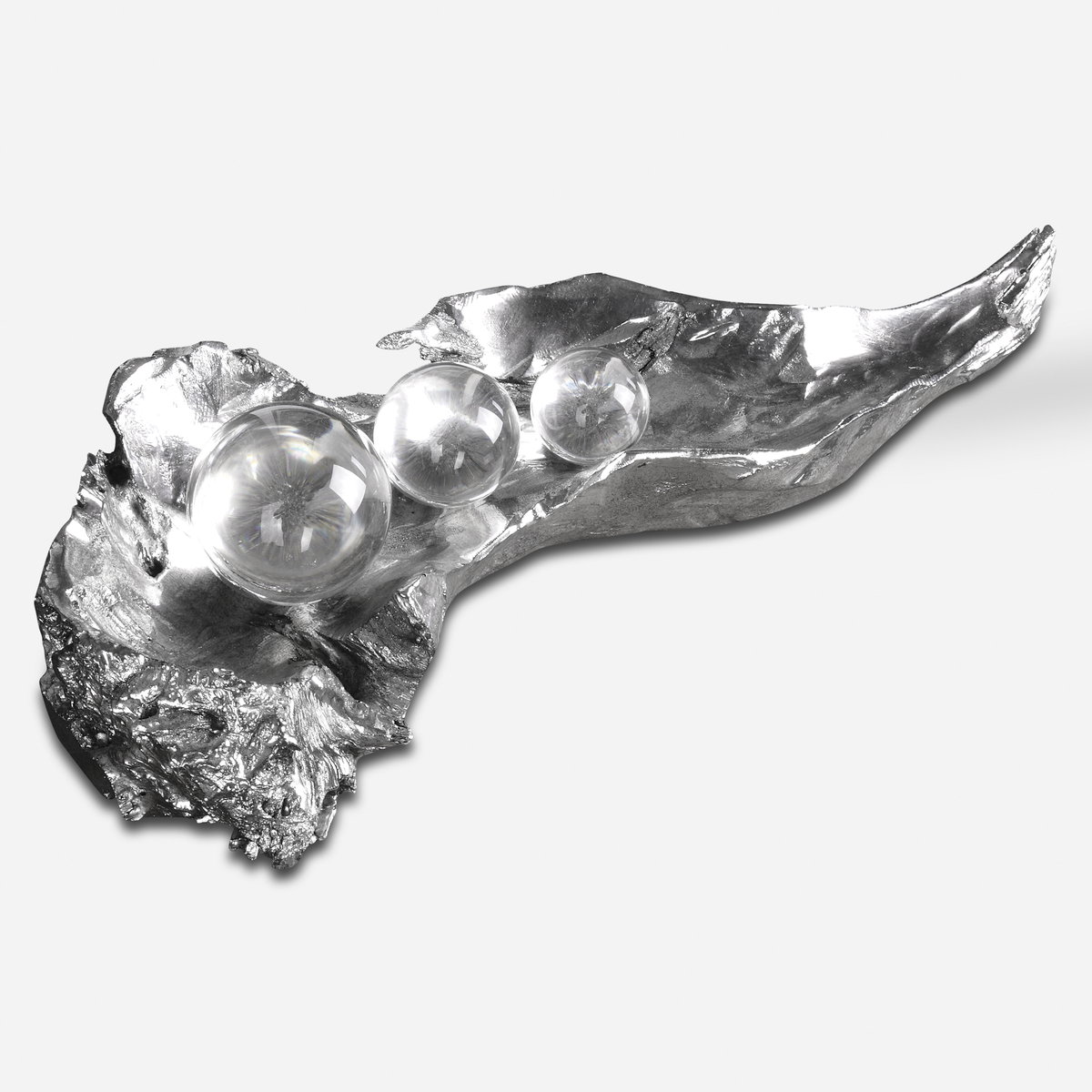 Three Peas In A Pod Metallic Sculpture, Figurines & Statue by Uttermost, 20.37" width x 4.25" height x 8.37" depth View 1