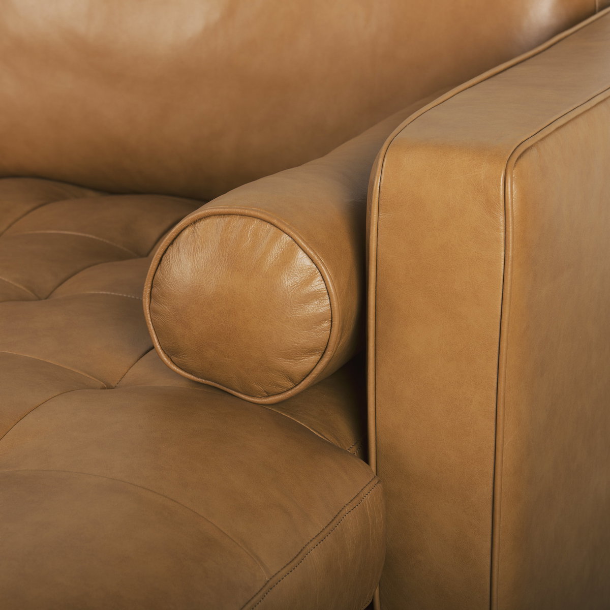 Svend 111.4L x 68.0W x 33.9H Tan Leather Right Chaise Sectional Sofa, by Mercana, 75.2" length x 37.8" width x 33.86" height View 9