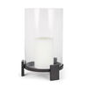 Price Large Matte Black Metal with Glass Hurricane Candle Holder, Candles & Candle Holder by Mercana, 10" length x 10" width x 13.75" height thumbnail 1